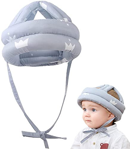 Baby Kopfschutz Schutzhelm Atmungsaktiv Sicherheit Baumwolle Schutzkappe Kopfschutzmütze Kopfschutzkappe Verstellbar Babyhelm Geschirre Hut für 6-36 Monate Baby Kleinkind Lernen Laufen und Sitzen