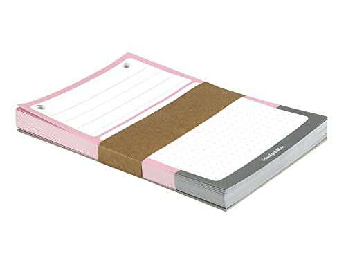StrichPunkt.Pink Notizzettel Herr Merkel, DIN A6, 100 Blatt, pink/grau | Nachfüllpack, große Schreibflächen weiß, für Notizzettelhalter, gelocht