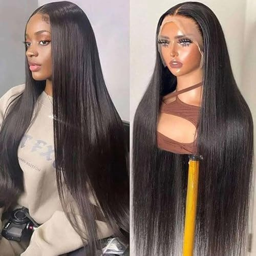 DULOVE Lace Front Wigs Human Hair 13x4 Straight HD Transparent Lace Front Wigs for Women Human Hair Pre Plucked With Baby Hair 200 Density Glueless Natural Color 24 inch