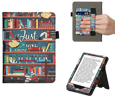 kwmobile Klapphülle kompatibel mit Amazon Kindle Paperwhite 11. Generation 2021 Hülle - Flipcase für Kindle Paperwhite Hülle mit Handschlaufe - Bibliothek Motto