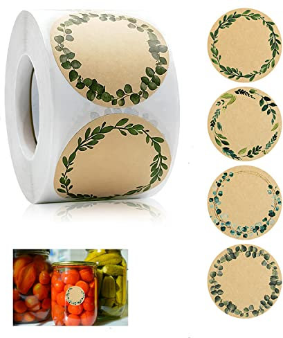 500 Stück Kraftpapier Aufkleber 5cm Rund Selbstklebend für Marmeladengläser, Gewürz, Backen, Geschenktüten, Flaschen, Küche, Umschlag, Hochzeit