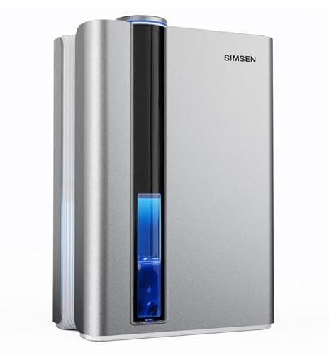 SIMSEN 95oz Dehumidifiers for Home, 800 sq ft Quiet Dehumidifier with Reusable Filter and Ionizer, Small Dehumidifier with Drain Hose, Dehumidifiers for Bedroom Bathroom Basements Closet RV