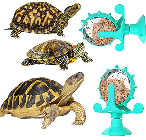 Tortoise Treat Ball Toy - 360 Rotating Tortoise Pet Toys with Suction Cup, Fruit Vegetable Feeder Holder, Turtle Enrichment Toys, Turtle Feeding Accessories