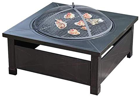 ZAANU Feuerstellen für den Außenbereich, holzbefeuerte Feuerstelle für den Außenbereich, quadratische Feuerstelle aus Metall, Terrassenofen, Holzbefeuerung für den Grill, Feuerstelle