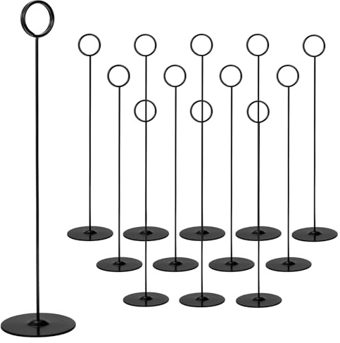 Tosnail 12 Pack 12 Tall Table Number Holders, Place Card Holder Picture and Photo Display Stands, Reserved Table Sign Holder for Centerpiece, Food Sign, Memo Note, Wedding Party Table Setting - Black