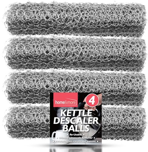 SOL Paquete de 4 bolas descalcificadoras reutilizables para hervidor, removedor de cal, bola de alambre duradera para un mejor sabor de agua, limpiador de bolas descalcificadoras para evitar pelos y