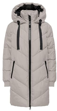 JDY Damen Steppjacke JDYSkylar Padded gesteppter Kurzmantel mit Kapuze 15207784 Chateau Gray/Black L