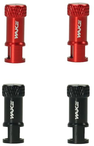 FOMTOR Ventilkappe, mit Ventilkern entfernen Funktion, Fahrrad Ventil, Ventiladapter Fahrrad Reifen Kappen Staubabdeckungen, Fahrradventil Ersatz Set (Schwarz Rot 4 Stück)