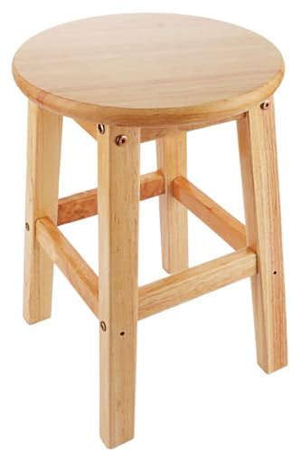 ASelected Solid Wooden Stool - Round, 45cm, for Kitchen, Bedroom, Living Room, Entryway