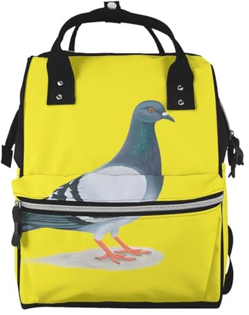 OrcoW Tauben-Druck-Wickeltasche Mumien-Rucksack Große Kapazität Multifunktions Wasserdichte Windeltasche Für Mama Und Papa, Schwarz , One size