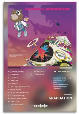 Kanye Poster West, Leinwand-Albumcover, limitierte Auflage, Poster, Wandkunstdruck, ästhetischer Wohnzimmer-Dekor, Malposter für Zuhause, Büro, Dekorationen, 40 x 60 cm