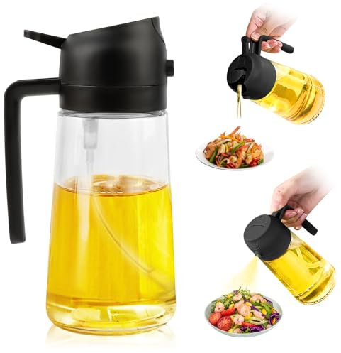 2 in 1 Spruzzatore Olio per Friggitrice ad Aria 500ml，per Cucina, Cuocere, Grigliare e Insalate,Spray Huile Cuisine Air Fryer 550 ml，2 en 1 Pulverisateur Spray Huile Cuisine，Vaporisateur Huile Cuisine