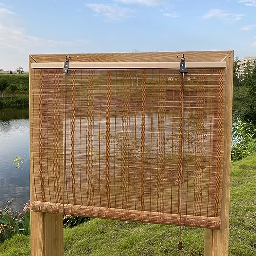 XIUXIU Tende a rullo in bambù per finestre avvolgibili per filtraggio della luce domestica per interni ed esterni patio B 61 cm Lx48 H