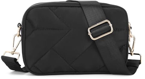 HOMIEE Damen Umhängetasche Crossbody Bag Kleine Handytasche zum Umhängen, Moderne Mode Shoulder Bag mit Verstellbarem langen Riemen, Schwarz