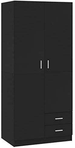 Willood Kleiderschrank für das Schlafzimmer Wohnzimmer Kleiderschrank Schwarz Holzwerkstoff 80x52x180cm