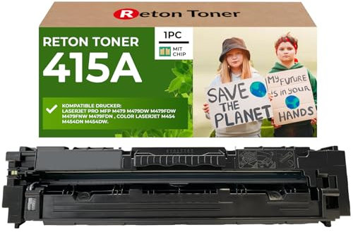 [Mit Original-Chip | wiederverwendet] Reton Recycled Toner kompatibel für 415A 415X für HP Color Laserjet Pro MFP M479 fdw dw fdn fnw M454dw W2030A | Keine UPDATEPROBLEME
