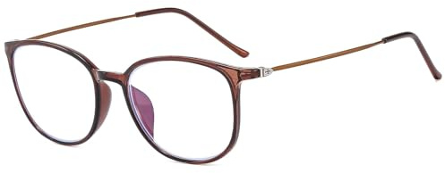 Suertree Blåljusfilter Glasögon - Lätta Mode Myopia TR90 för Kvinnor Män Brun - 0,5 Dioptrier