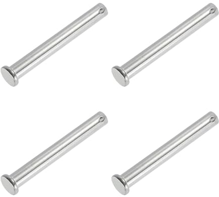 PATIKIL 10 x 80 Mm Single Hole Clevis Pins, 4 Pcs 304 Stainless Steel Flat Head Pin for Hitch Pin Lock Link Hinge Systems, Silver