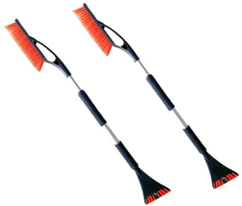 pokm toolsmarket - 2 STK. Eiskratzer XXL mit Schneebesen 2in1, teleskop Stiel 90-117cm, Eisschaber mit Besen & ergonomischer Softgriff, Auto EIS- und Schneeentferner für Scheibe