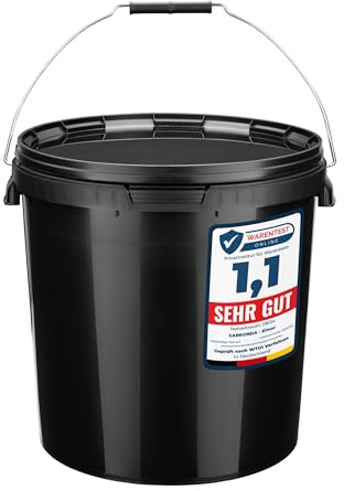 Garronda Secchio con coperchio 20 L per la conservazione di prodotti alimentari e chimici 5 Pezzi Nero GD-0104