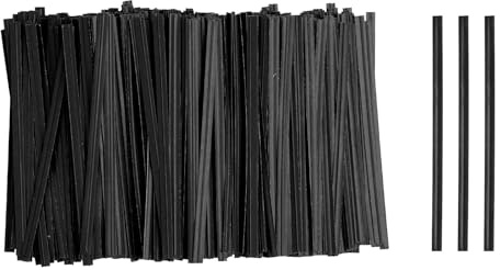 QUARKZMAN 1000 Unidades de Lazos de Torsión de Bolsa 3.5 de Papel Kraft Reutilizables con Alambre de Hierro para Pan, Caramelos, Pasteles, Negro