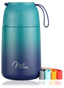 Milu® Thermobehälter für Essen 650ml, Edelstahl, Thermo Lunchbox, Suppenbehälter to go, Thermobox, Thermodose zum Warmhalten Suppen, Babybrei, Speisebehälter, breiwärmer unterwegs, Grün Blau 650ml