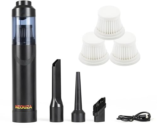 NEOUZA Handheld Vacuum Cleaner Kit, Includes 4 Filters for Coffee Powder Dust Cleaner and Bar Counter Brush - High Suction Mini Home Appliances Cleaning Tools