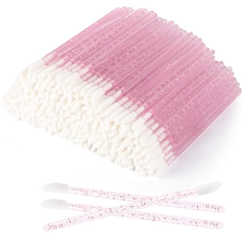 Lip Brushes 300 Pcs Lipstick Applicator Lip Gloss Wands for Eyes Makeup Application (Crystal Pink)