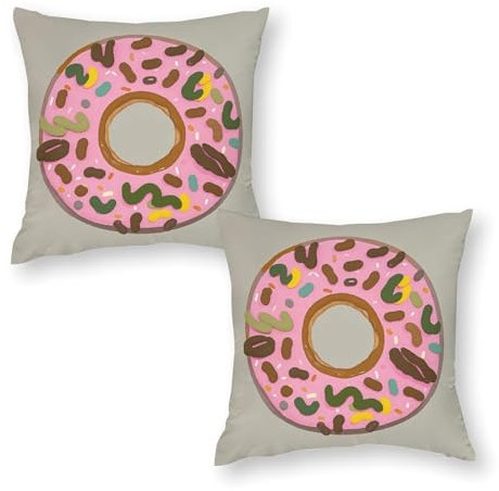 QSMGHKD Confezione da 2 federe quadrate per cuscini, 45 x 45 cm, con stampa a ciambella, con cerniera invisibile, per divano, soggiorno, camera da letto, divano letto, 45 x 45 cm