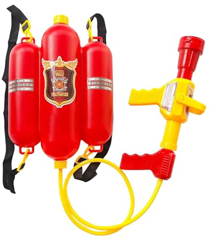 Almencla Feuerwehr Wasserspritze, Wasserspritzspielzeug mit Rucksack für Kinder ab 3 Jahren, Tragbarer Tank Spritzwasser Wasserspritze Verstellbarer für Garten, Sommer, Poolparty