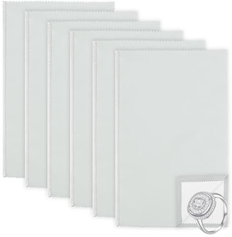 6 Piezas Gamuza Limpia Plata Eliminador de Manchas, Doble Cara Paños para Pulido Joyas Limpiador Toallas Libra Esterlina Platino Oro Latón Anillo Ver Diamantes Pendientes Gris Claro