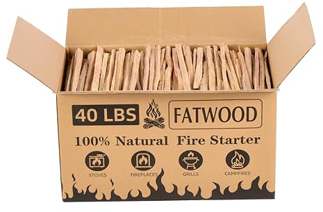 40 Lbs All-Natural Pine Fatwood Fire Starter Sticks – Long-Burning Kindling for Campfires, Fireplaces, Wood Stoves & Outdoor Bonfires | Chemical-Free, Easy Ignition, Emergency Preparedness