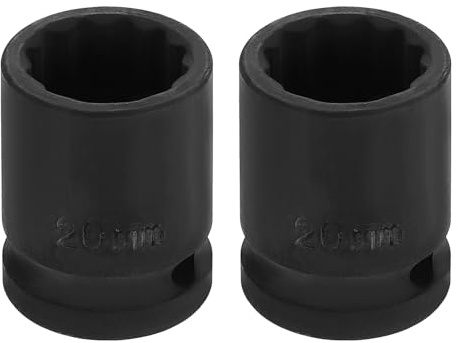 QUARKZMAN 2 Piezas De Enchufe De Impacto Poco Profundo De 1/2 X 20mm De 12 Puntos Métricos De Acero CR-V Para Tuercas De Husillo De Impacto Y Reparación De Tuercas De Automóvil Y Hogar