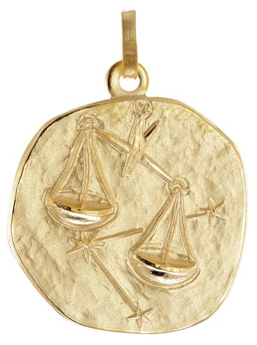 trendor Anhänger Sternzeichen Waage 925 Silber Vergoldet Ø 20 mm 21300-10 | Schmuckstück für Damen und Herren, zeitlose Geschenkidee,