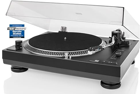 Dual DTJ 301.1 USB DJ-Plattenspieler (33/45 U/min, Pitch-Control, Magnet-Tonabnehmer-System, Nadelbeleuchtung, USB Kabel) schwarz