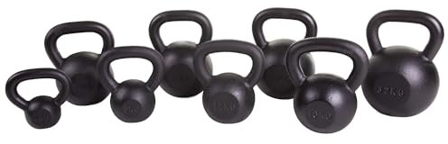 Sport-Thieme Gusseisen Kettlebell pulverbeschichtet | Hohe Langlebigkeit | Hochwertige Kugelhantel in 11 Gewichtsklassen: 4 kg - 32 kg | Schwarz | Markenqualität