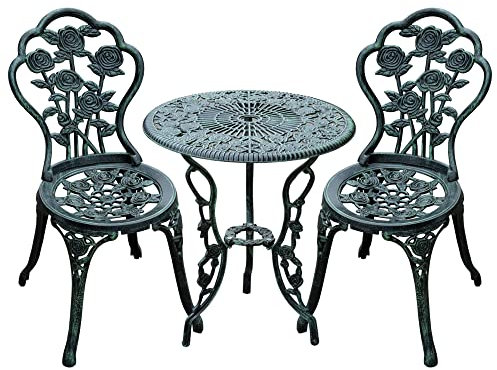 Outsunny Garden Bistro Set 3 Piece Outdoor with Umbrella Hole Green
