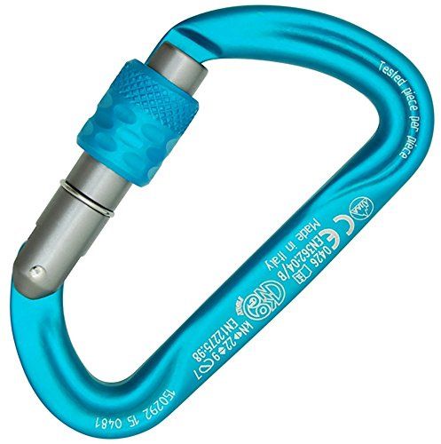 Kong. Argon S. Moschettone Compatto in Alluminio con Ghiera a Vite per Arrampicata. Scorrimento Fluido della Corda. Sistema Keylock. Made in Italy. EN 362/B, EN 12275/B. Peso 43g.
