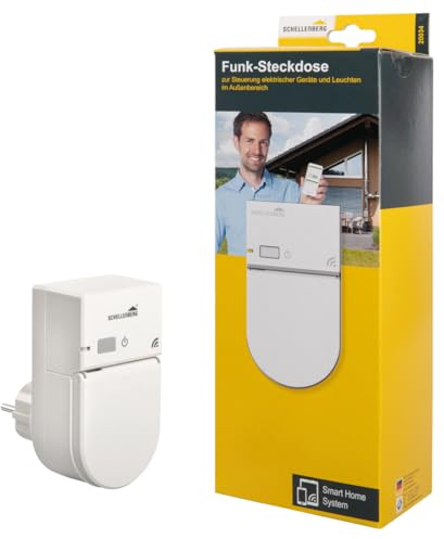 Schellenberg 20034 Funk-Steckdose Smart Home Zwischensteckdose Außenbereich, Weiß