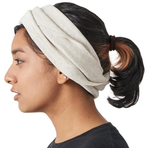 Casualbox unisex pannband halsvärmare 100% ekologisk bomull tillverkad i Japan halsduk krämfärgad (storlek: en storlek)