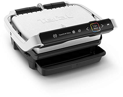 Tefal Optigrill Elite, 12 Cooking Programs, Measure Cook Technology, Temperature Intelligence, Removable Non-Stick Plates, Dishwasher Safe, GC750D40 - Stainless Steel