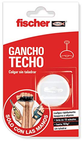 fischer, Kunststoff, SCLM Wand- und Deckenhaken, Weiß, ohne Bohren oder Bohren, hält bis zu 10 kg und inkl. Kontaktkleber für einfache Anwendung, 1 Stück