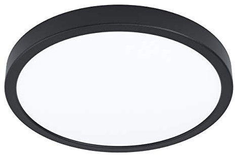 Eglo Fueva 5 Lámpara de techo led con diámetro de 28,5 cm, luminaria de montaje en superficie de 1 foco, de acero con superficie luminosa de plástico, lámpara en negro y blanco, led blanco cálido