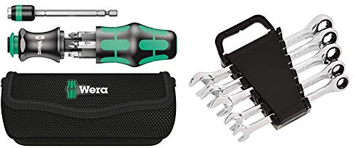 Wera Kraftform Kompakt 20 mit Tasche, 7-teilig, 05051021001 & Amazon Basics Ratschenschlüssel-Set, metrisch, 5-teilig
