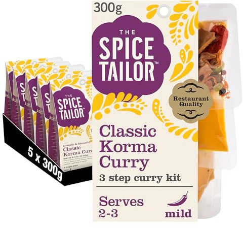 The Spice Tailor Delicate Korma Curry Sauce Meal Kit (5-Pack) | Vegetarian, Mild & Aromatic, Serves 2-3, All-Natural Ingredients, Quick & Easy to Cook