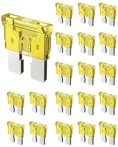 Riseuvo 20 Pcs 20A Standard Car Fuses - 20 AMP Automotive Fuses(ATO/APR/ATS), 32V (12/24V) Blade Fuse for RV/Truck/SUV