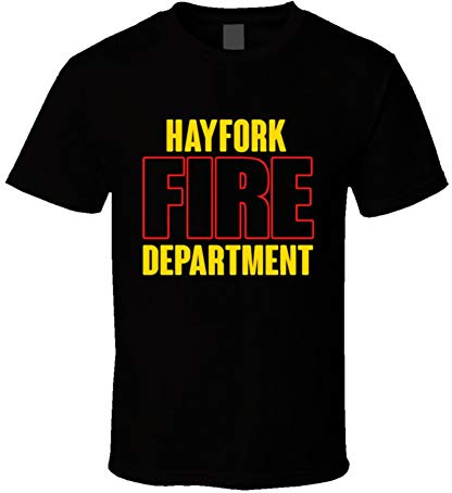 SHAMBLES TEES Hayfork Fire Department Personalized City T Shirt Black