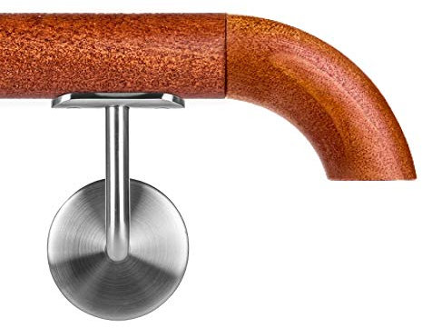 Mahagoni Holzhandlauf Ø 42,4 mm Wandhandlauf 360 cm 4 Halter Holz gebogen flach