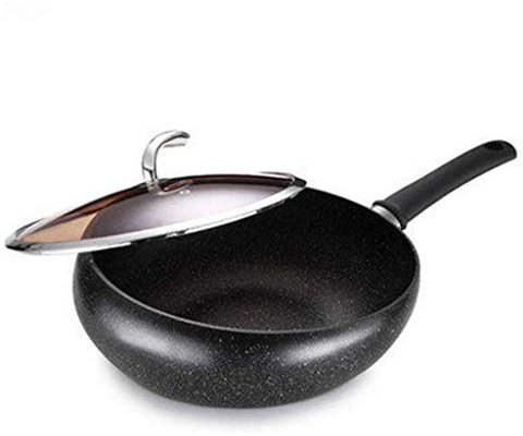 WRMIGN Wok, revestimiento antiadherente | Gran sartén para tortillas y verduras fuentes de calor | Utensilios de cocina aptos para lavavajillas