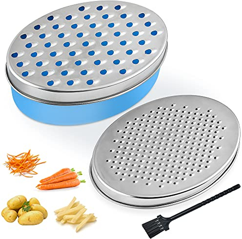 Akamino Cheese Grater, Grater Lemon with Food Storage Container & Lid Grinder Grater for kitchen - Perfect For Hard Parmesan, Ginger, Vegetables, Butter (Blue)